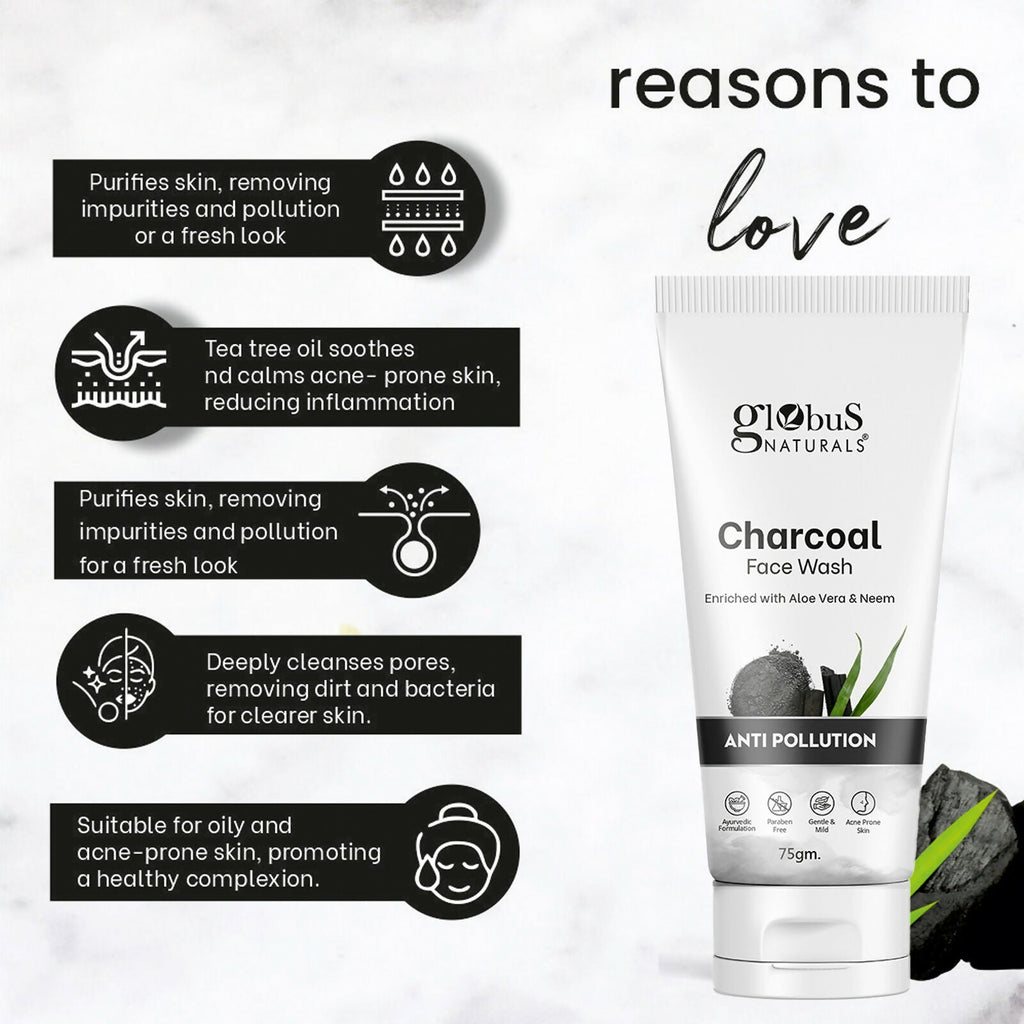 Globus Naturals Anti Pollution Charcoal Face Wash