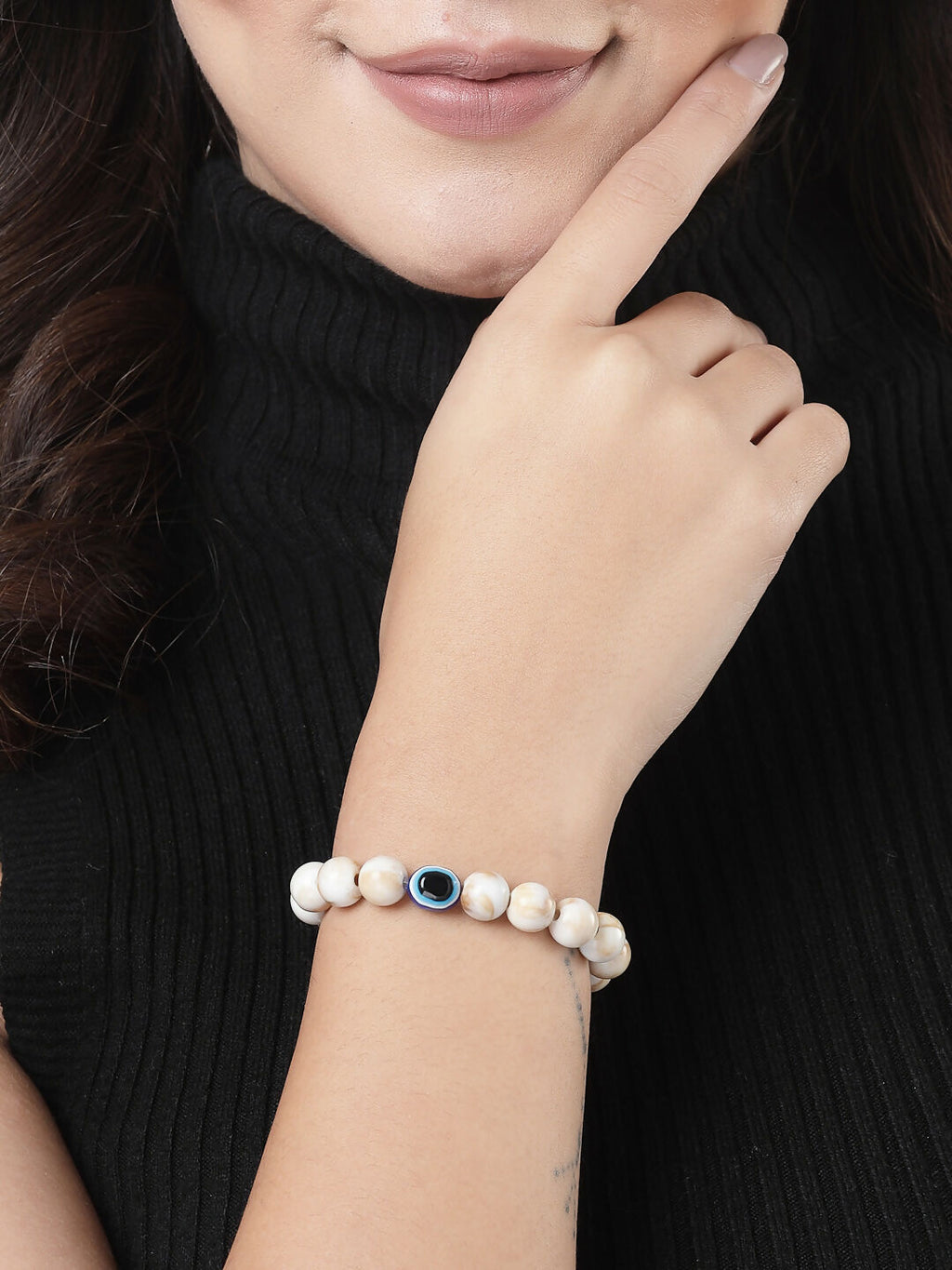 NVR Men & Women Marble Evil Eye Adjustable Bracelet