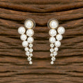 Joban Fashion Women Brass Golden White Ad Earrings