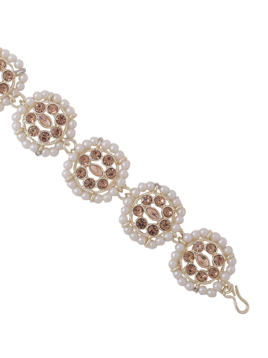 NVR Women's Gold-Polished Traditional Trending Matha Patti