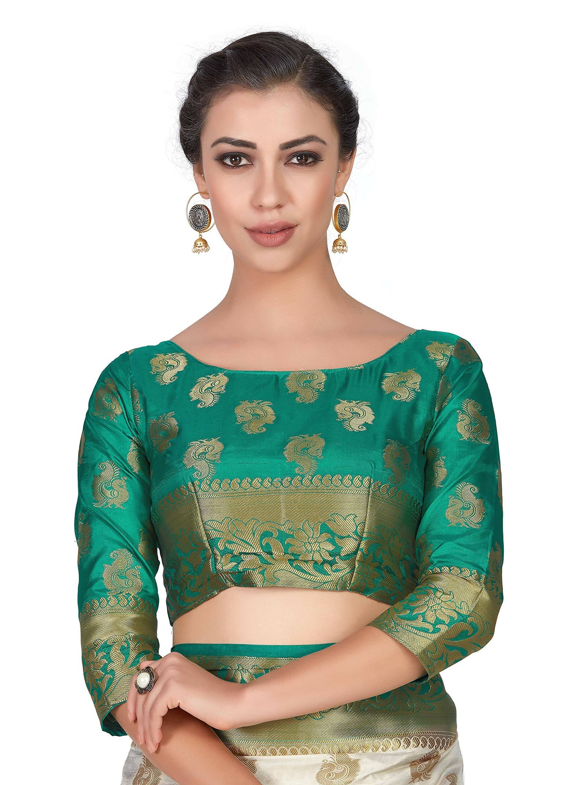 Mimosa Women's Kanchipuram Silk Beige Saree