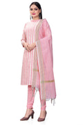 Pink Cotton Jacquard Woven Unstitched Dress Material - Amara