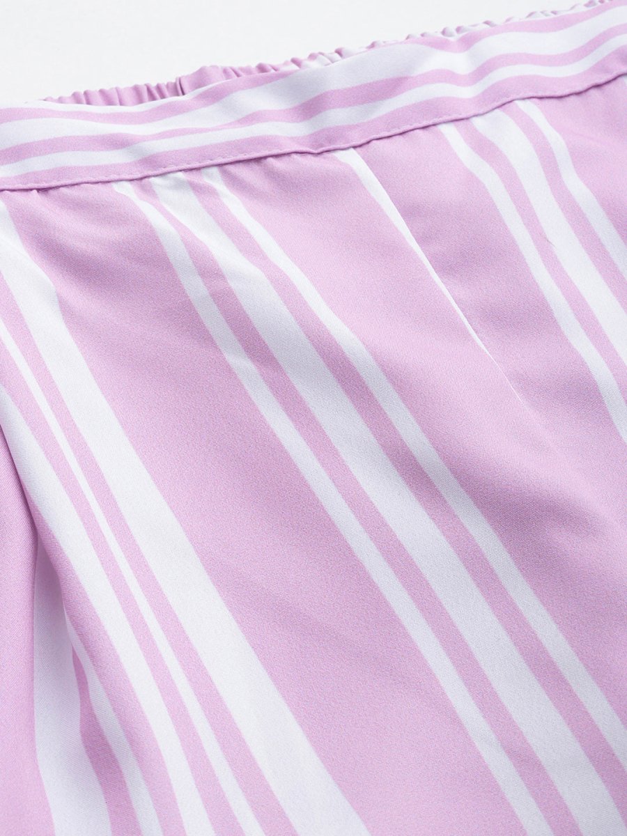 Ahalyaa Plus Size Striped Tunic with Palazzos