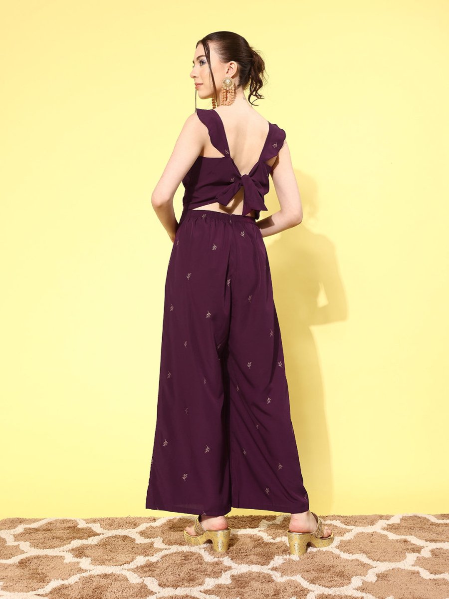 Ahalyaa Printed Basic Jumpsuit with Ruffles