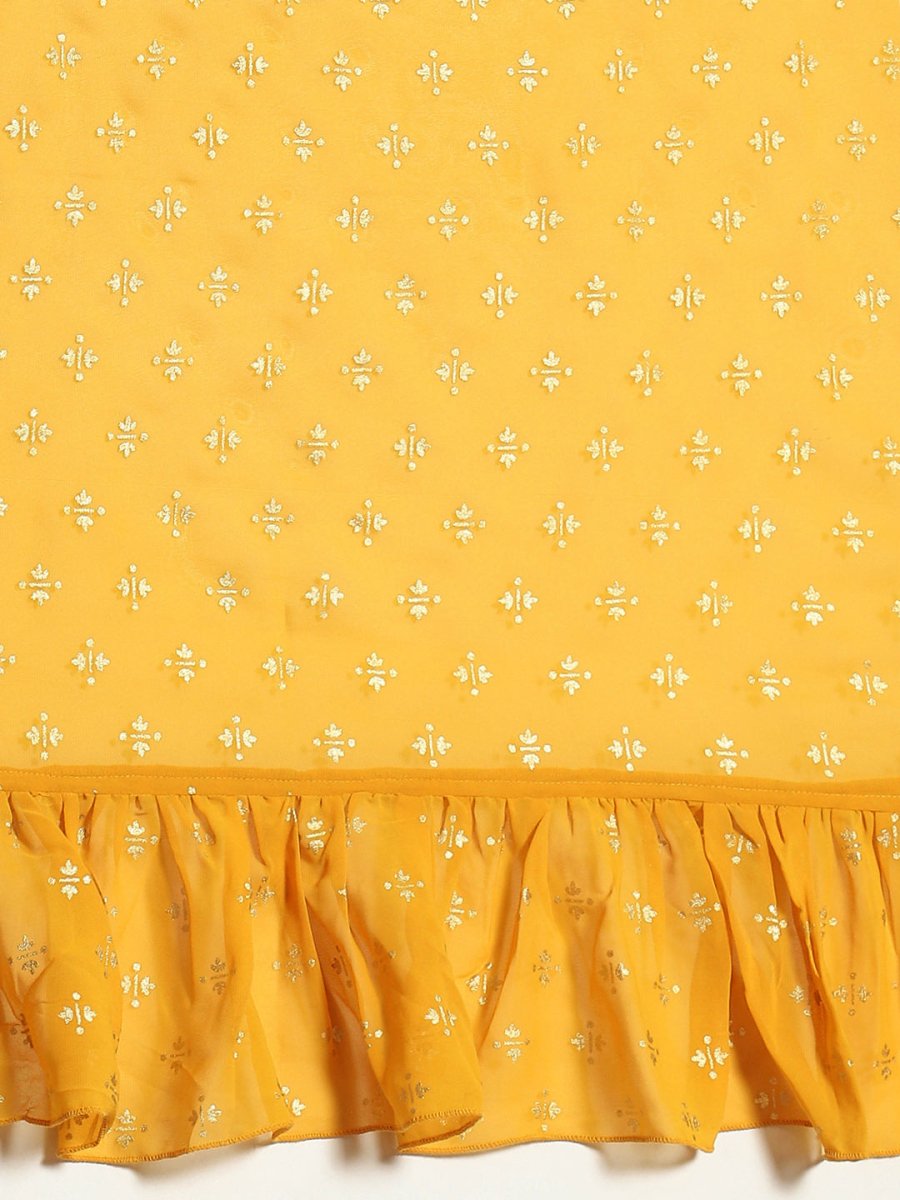 Ahalyaa Printed Ready To Wear Ruffles Saree