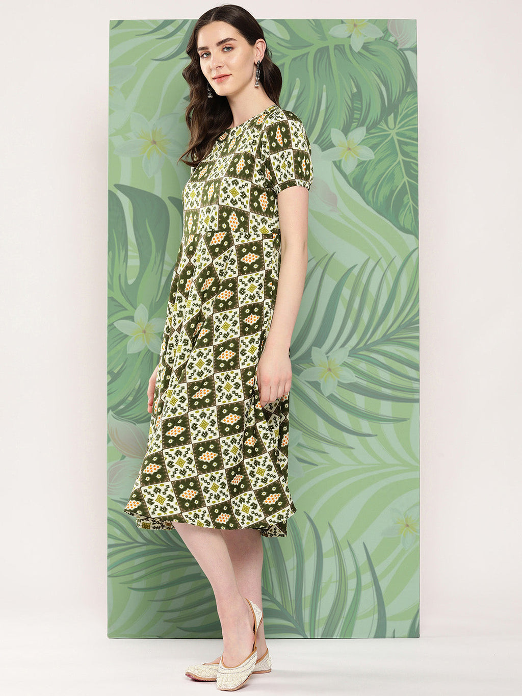 InWeave Women's Dark Green Square Dress