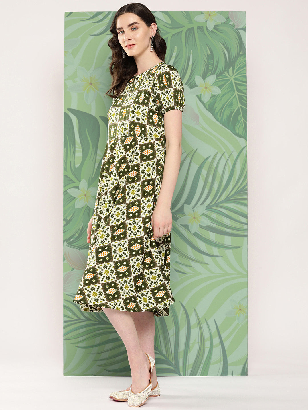 InWeave Women's Dark Green Square Dress