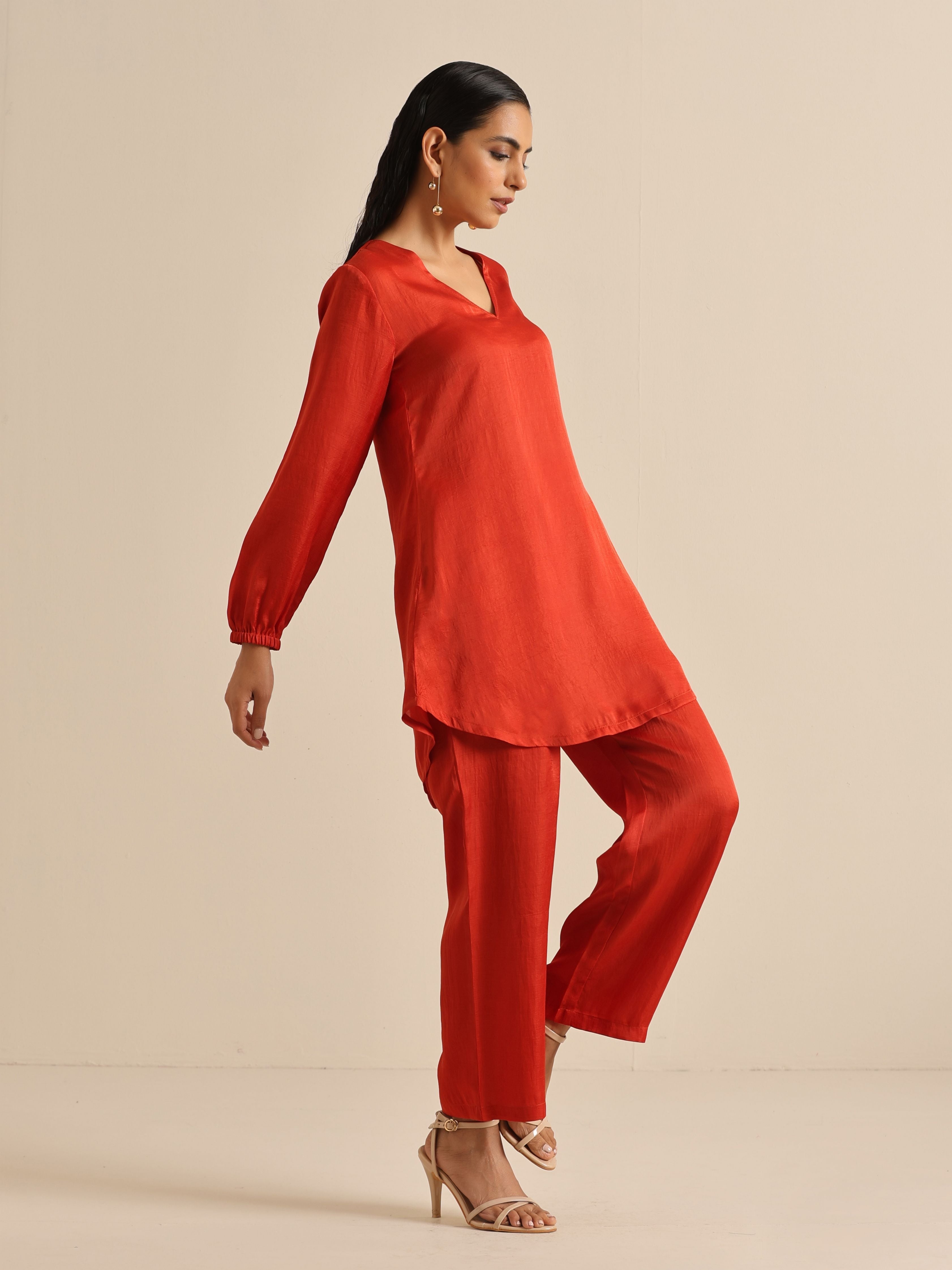 trueBrowns Rust Silk Blend Short Co-Ord Set