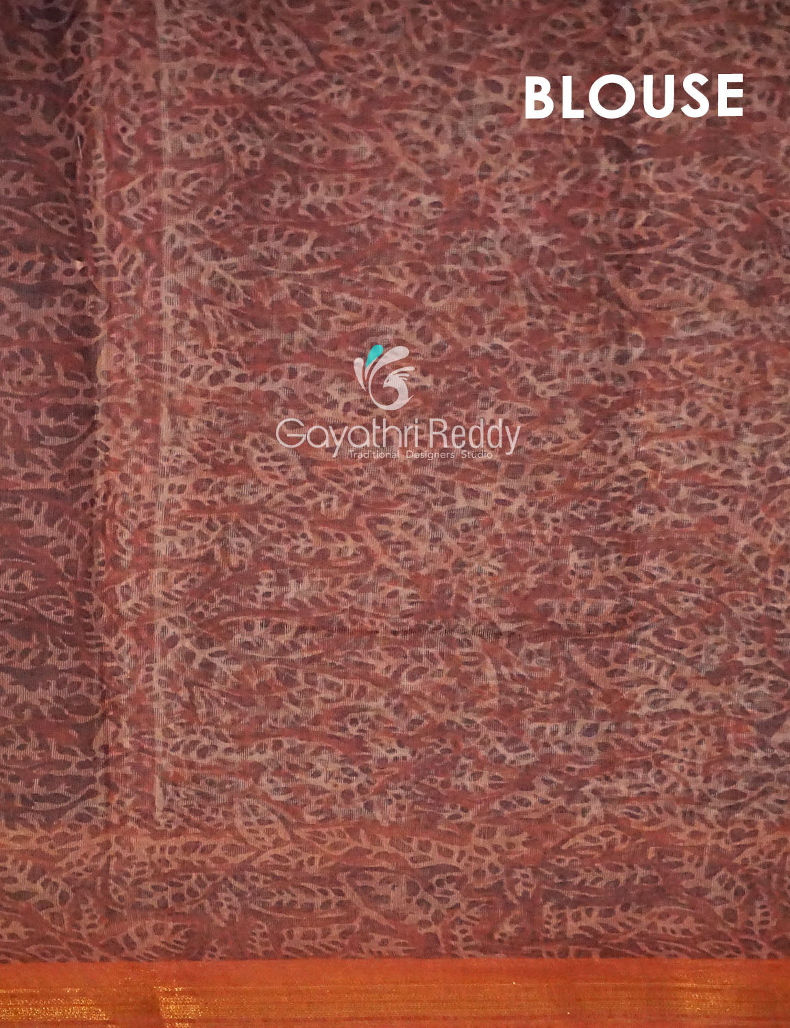 Orange and Rust Printed Semi Chanderi Saree By Gayathri Reddy Designer Studio
