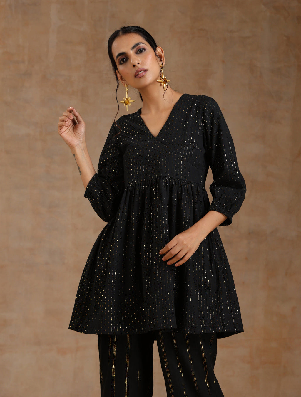 trueBrowns Black Gold Cotton Overlap Co-Ord Set