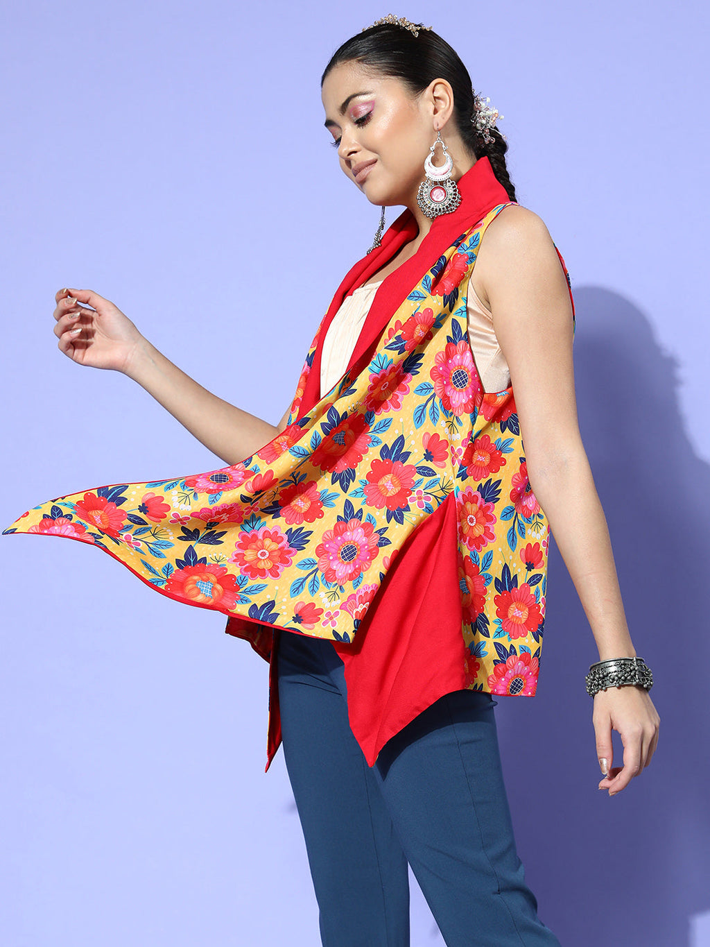 InWeave Women's Mustard Boheme Reversible Shrug