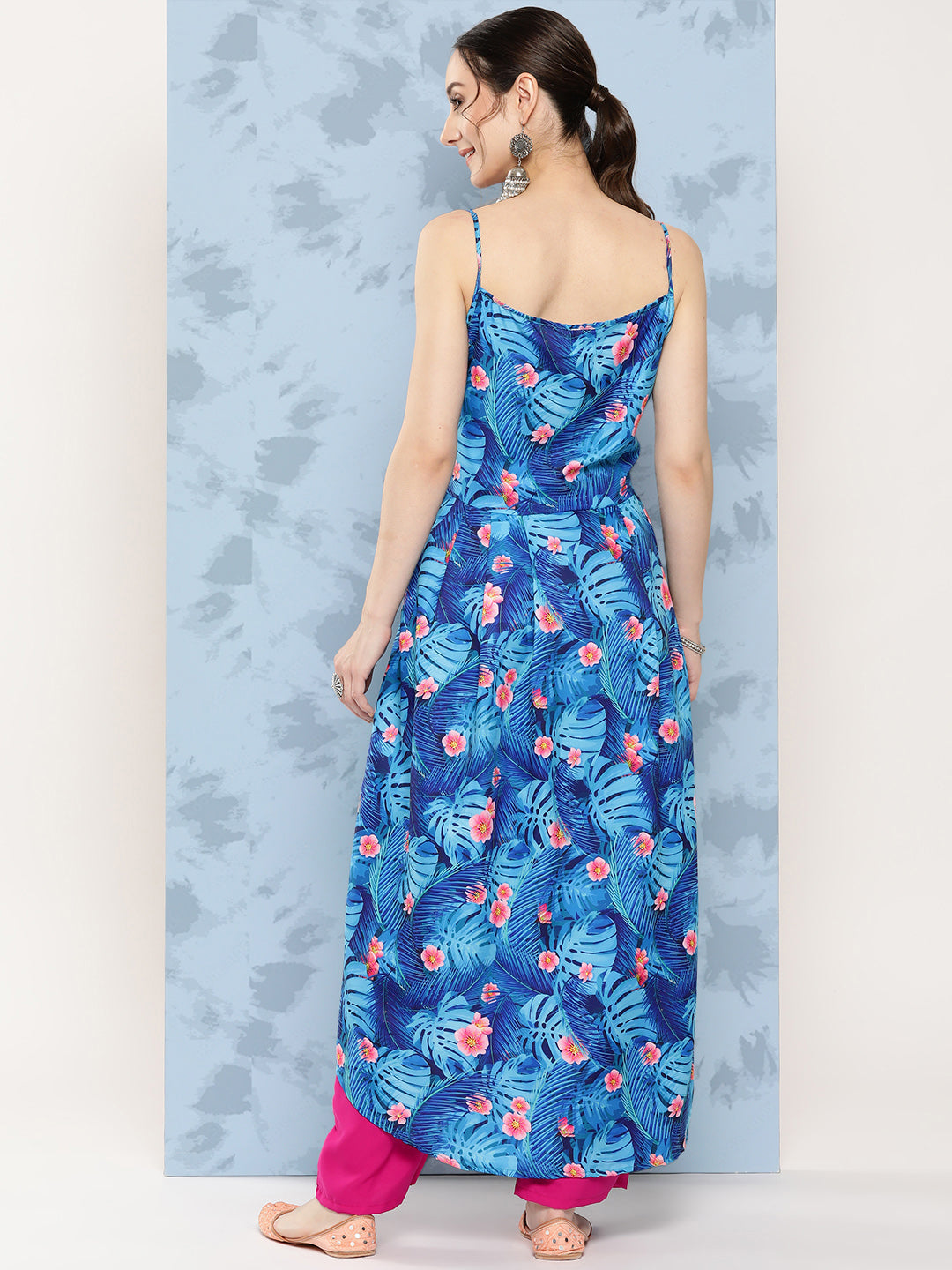 InWeave Women's Blue Pink Japanese Art Strappy Set