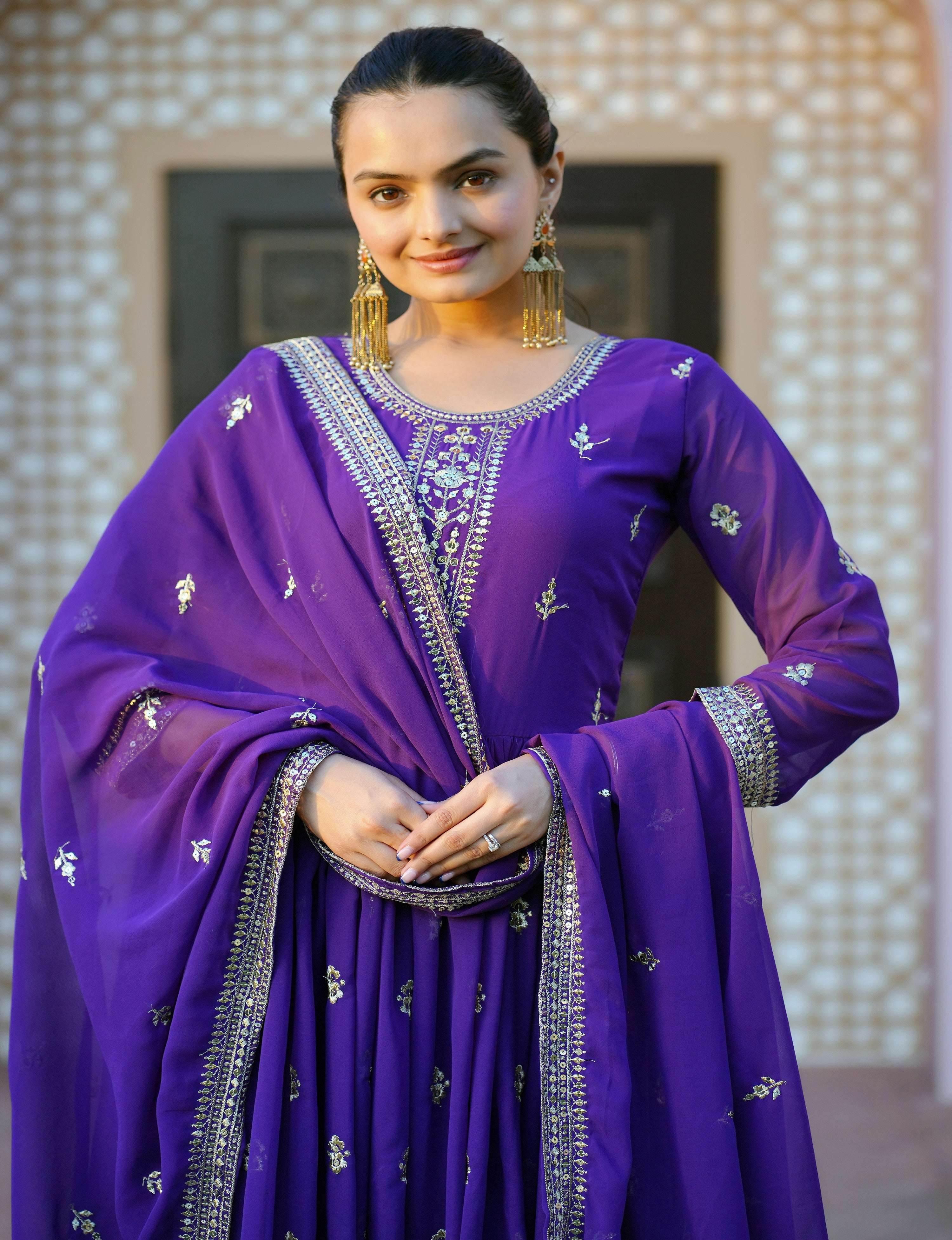 Yash Enterprise Alluring Blue Georgette Readymade Gown
