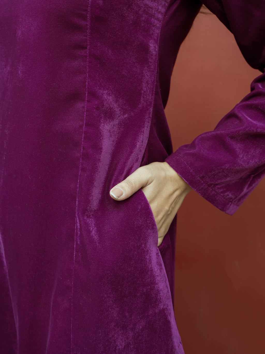 trueBrowns Wine Solid Velvet Co-Ord Set