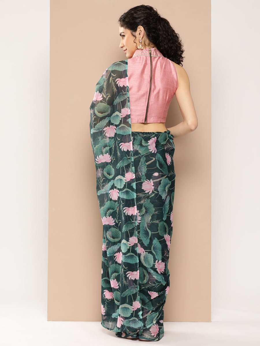 Ahalyaa Floral Poly Chiffon Saree