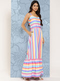 Ahalyaa Striped Crepe Maxi Ethnic Dress