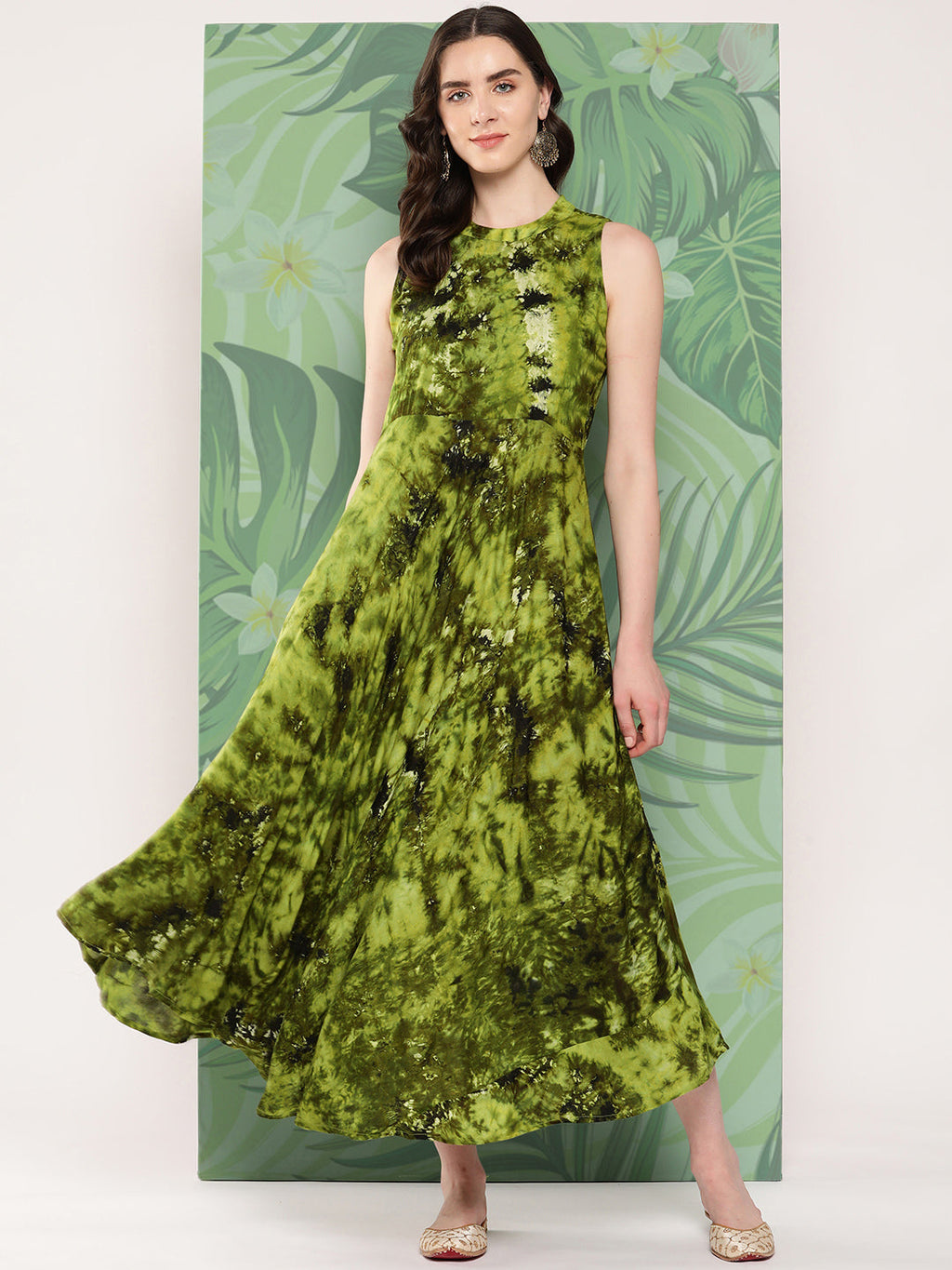 InWeave Women's Green Tie And Die Dress