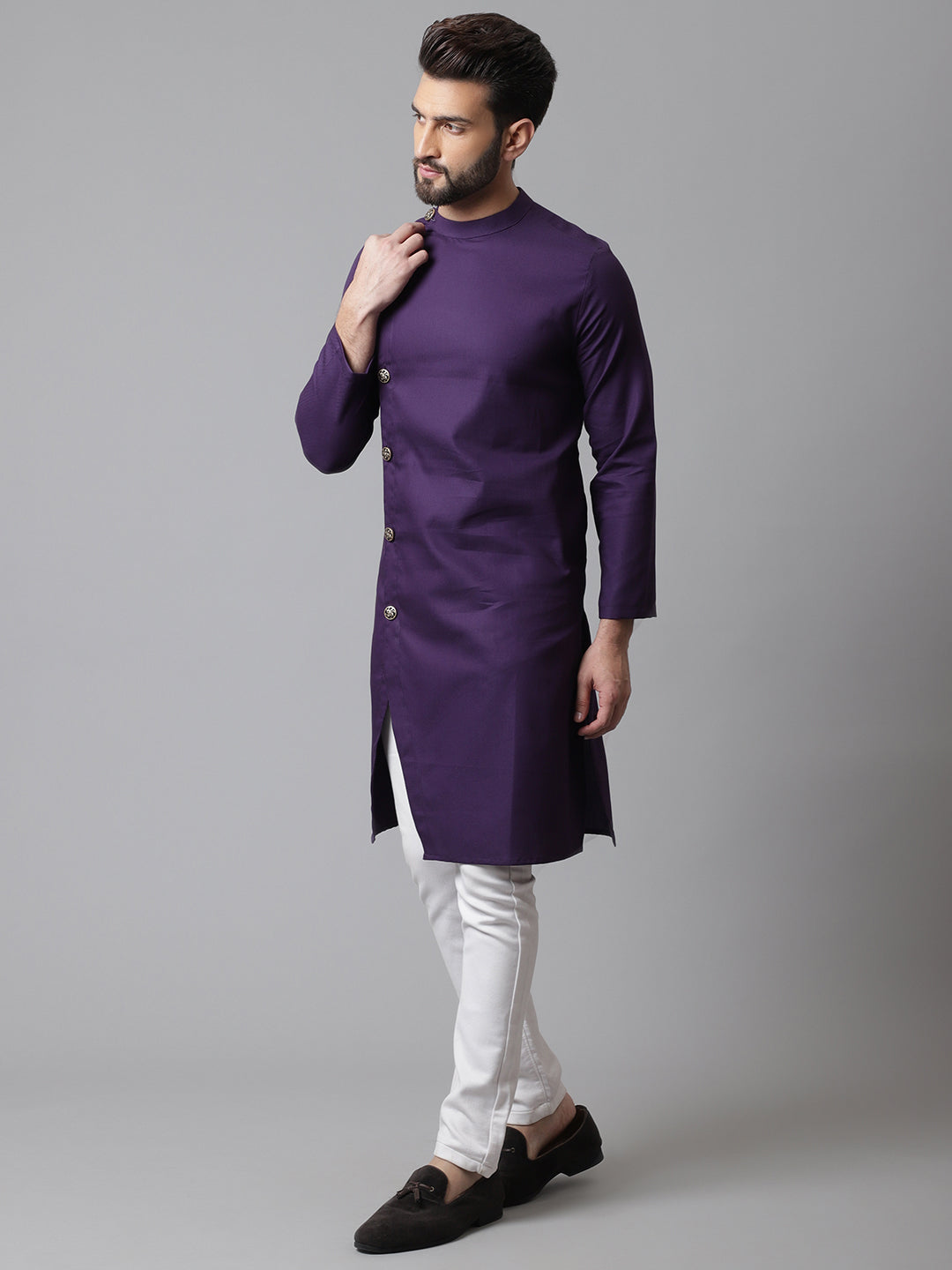 Even Apparels Purple Sherwani Kurta With Asymetrical Cut