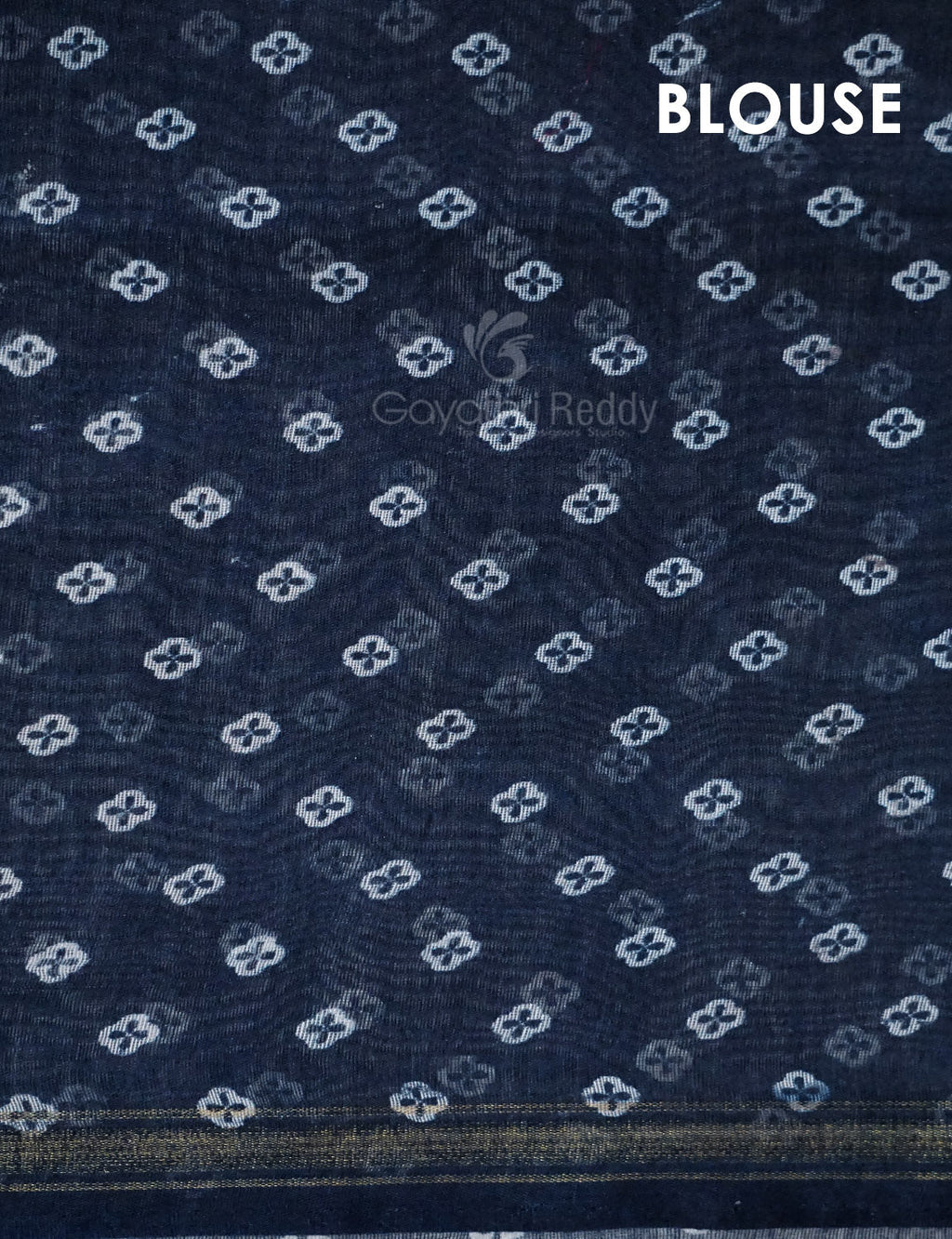 Shades of Navy Blue Colour Floral Design Semi Chanderi Saree By Gayathri Reddy Designer Studio