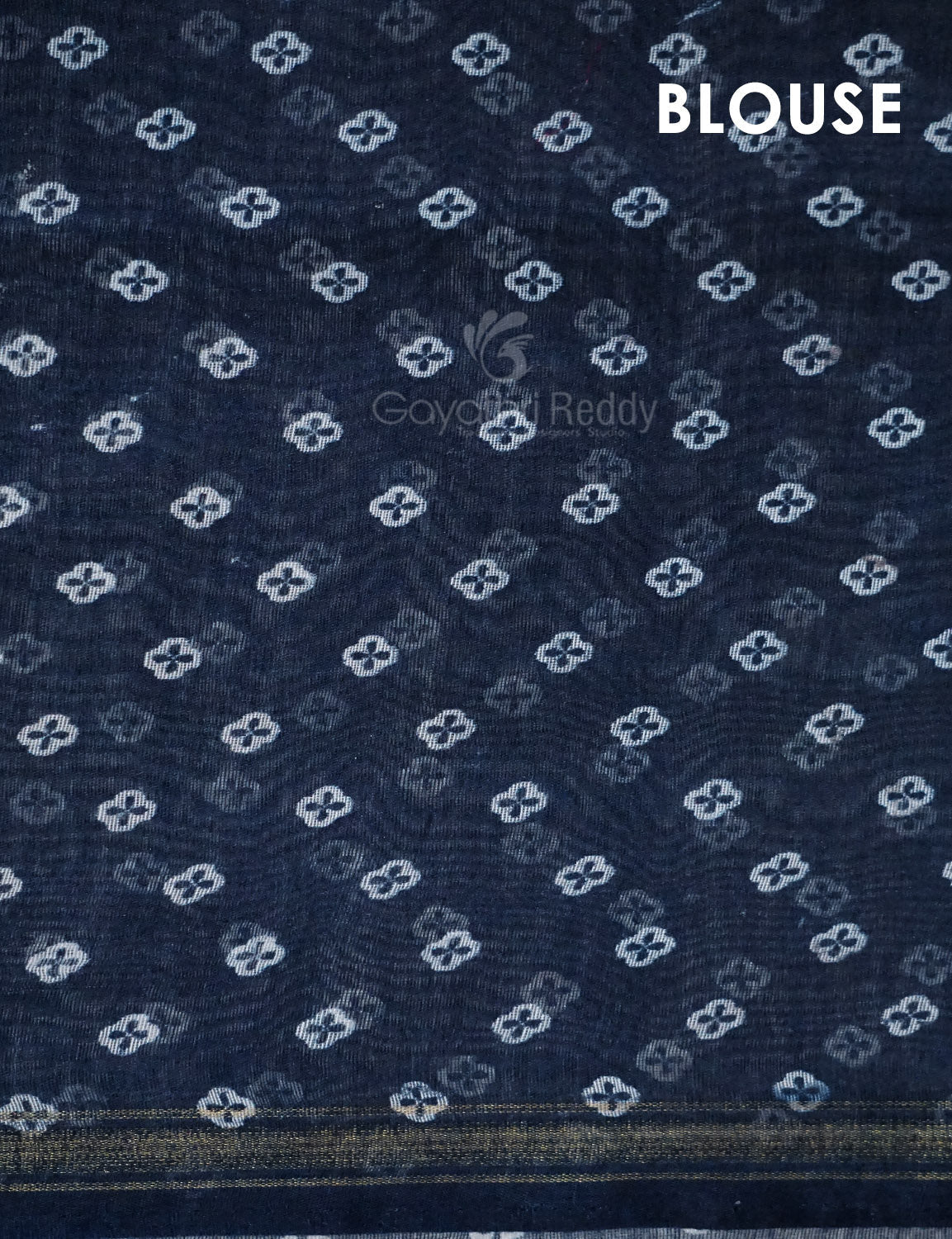 Shades of Navy Blue Colour Floral Design Semi Chanderi Saree By Gayathri Reddy Designer Studio