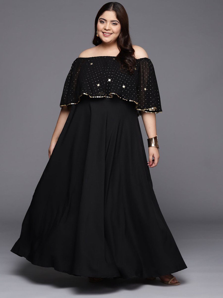 Ahalyaa Plus Size Off-Shoulder Maxi Ethnic Dress