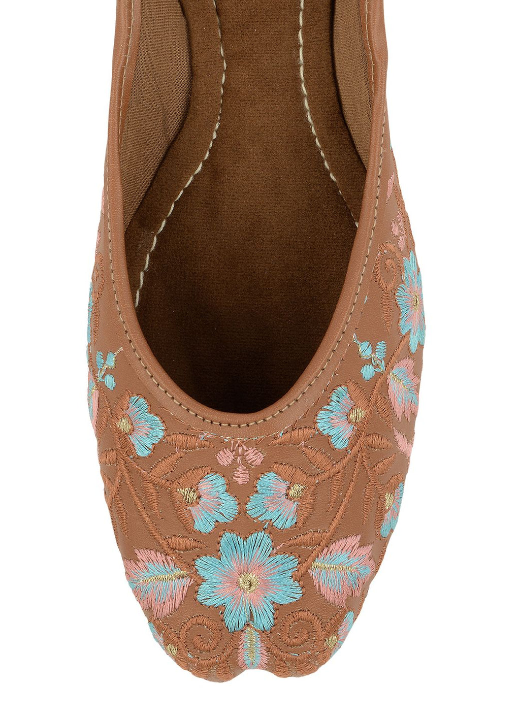 Desi Colour Women Indian Ethnic Footwear-Cushioned Peach Floral