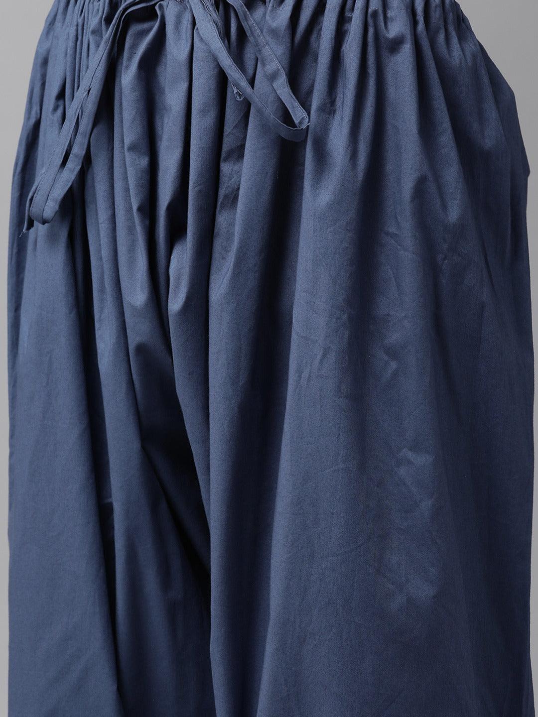 Fabmade Navy Blue Pathani Suit