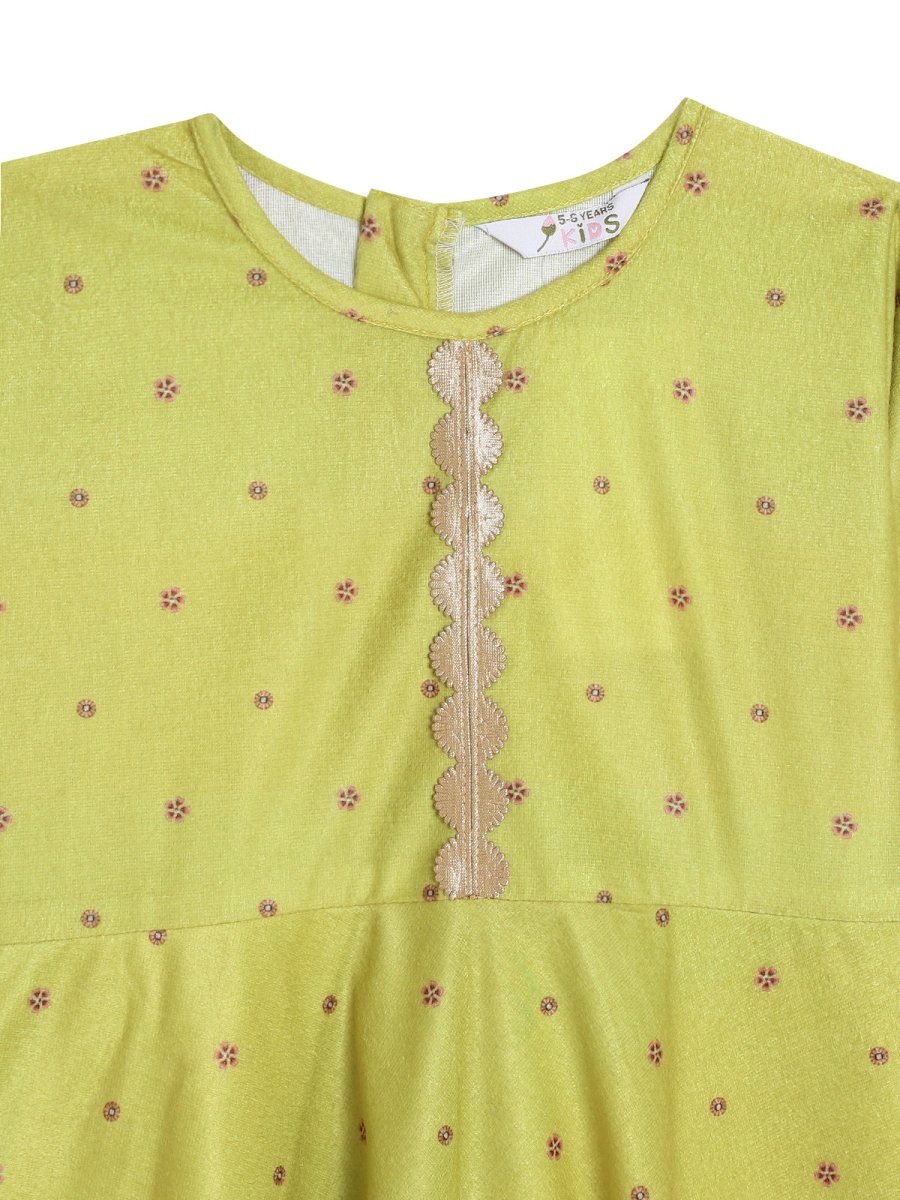 Ahalyaa Girls Printed A-Line Velvet Maxi Kids Ethnic Dress