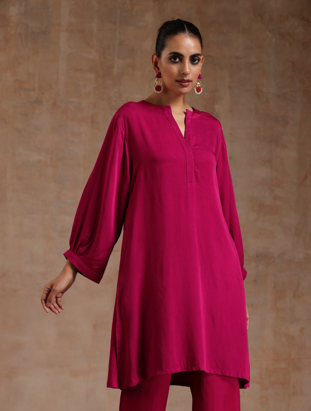trueBrowns Pink Modal Satin Relax Co-ord Set