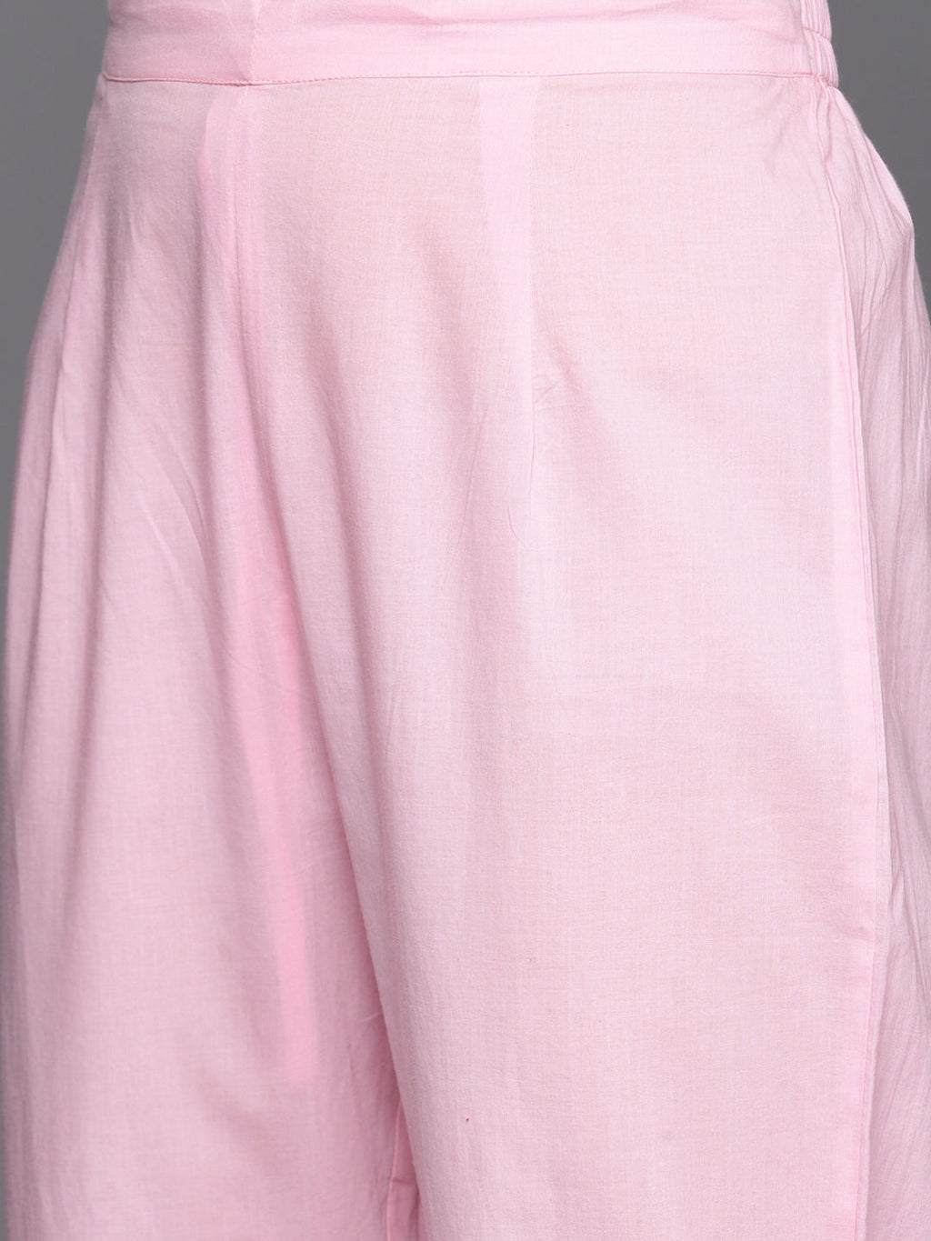 KSUT (House of Varanga) Pink Thread And Mirror Embroidered Kurta Paired With Straight Trouser And Chiffon Dupatta