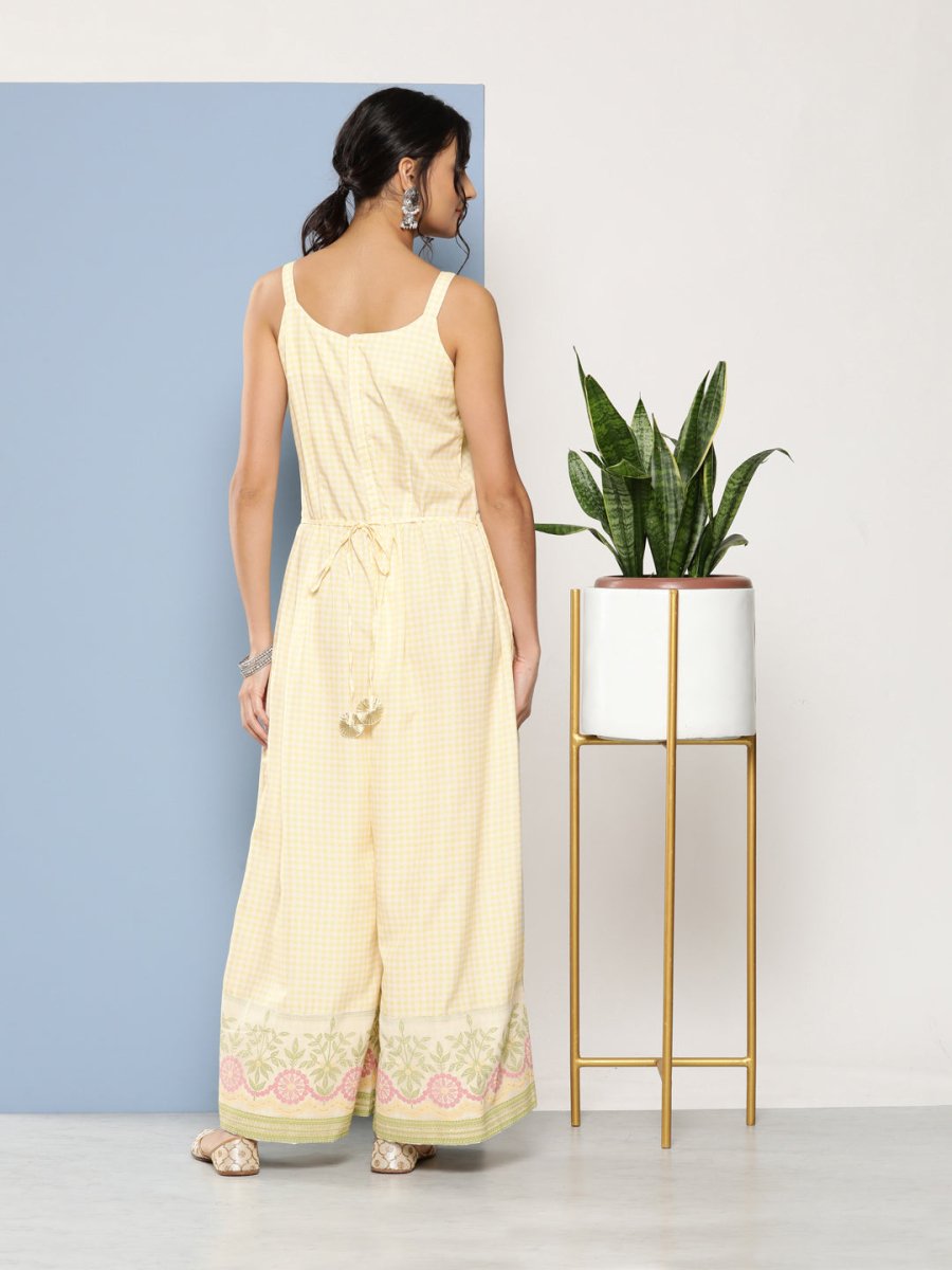 Ahalyaa Checked Waist Tie-Ups Basic Jumpsuit