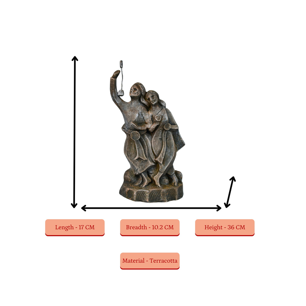 Sowpeace Premium Large Terracotta Minstrel Couple Tabletop Decor