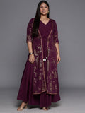 Ahalyaa Plus Size Floral Print Crepe Layered A-line Maxi Ethnic Dress