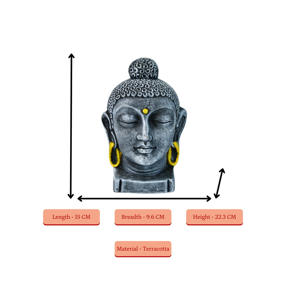 Sowpeace Premium Large Terracotta Meditating Buddha Head Tabletop