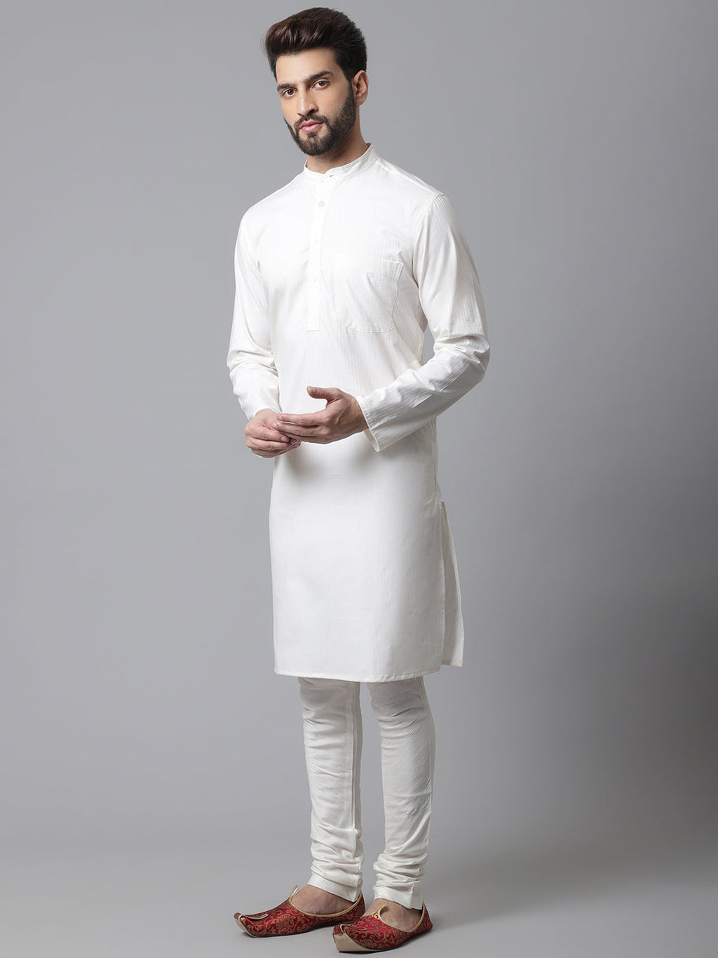 Even Apparels White Pure Cotton Kurta With Band Collar