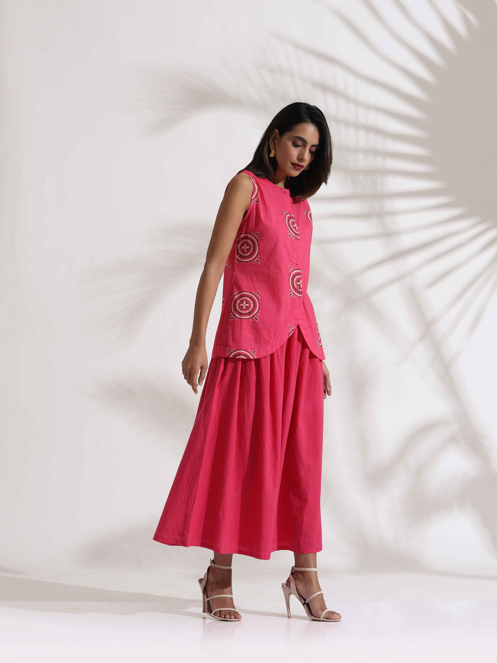 trueBrowns Pink Cotton Skirt Co-ord Set
