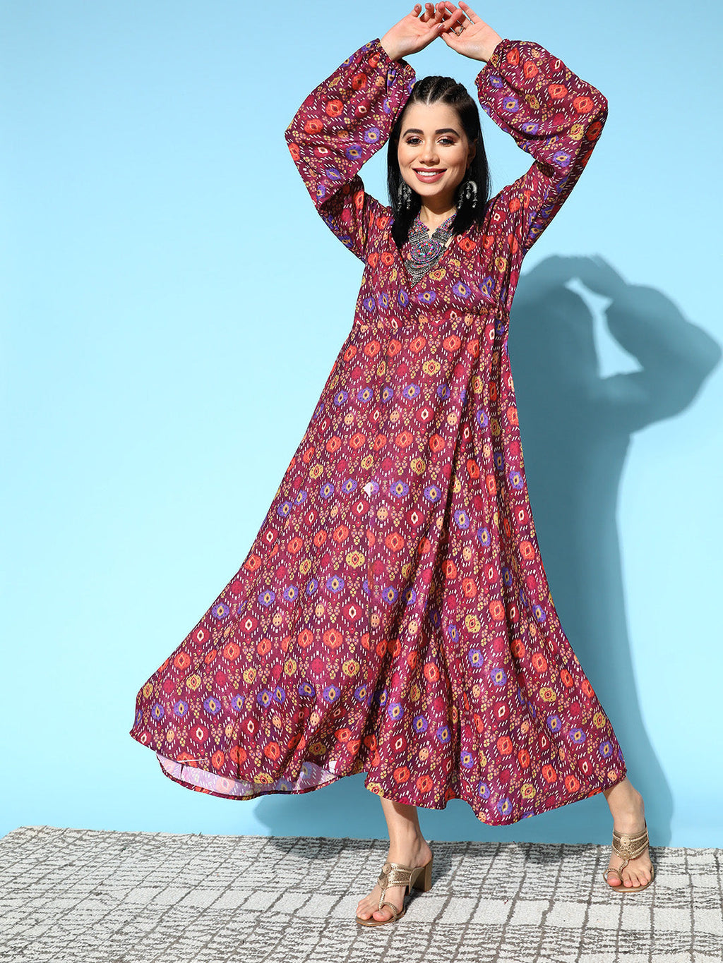 InWeave Women's Wine Edgy Print Dress