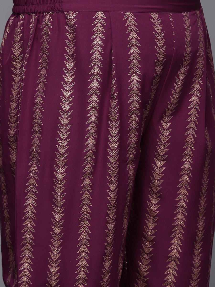 Ahalyaa Plus Size Floral Printed Kaftan Kurta with Trousers