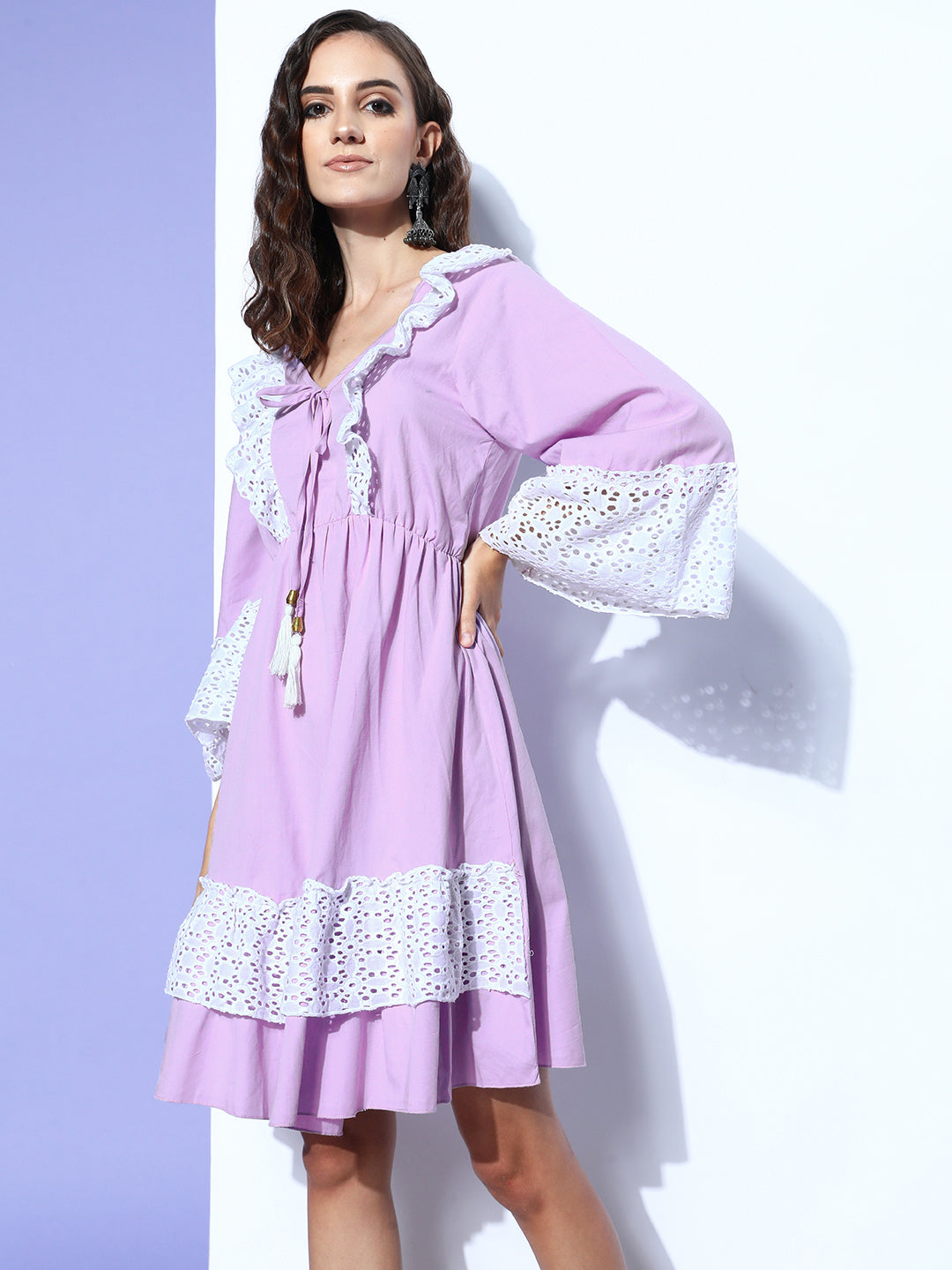 InWeave Women's Mauve Lacy Short Dress
