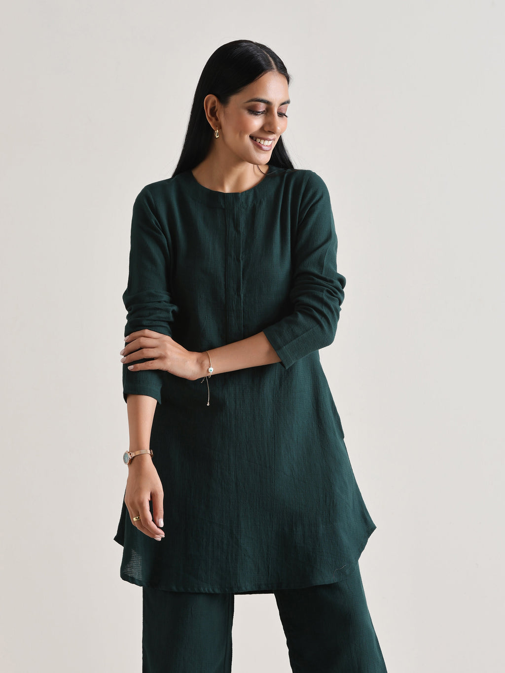 trueBrowns Dark Green Front Placket Co-Ord Set