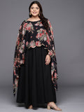 Ahalyaa Plus Size Boat Neck Maxi Ethnic Dress