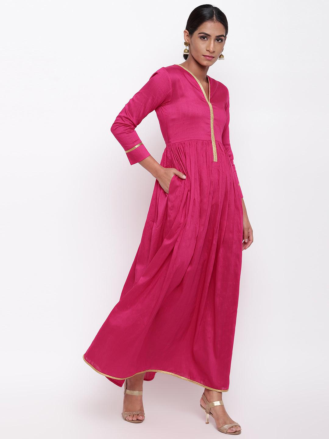 trueBrowns Pink Gold Lace Dress