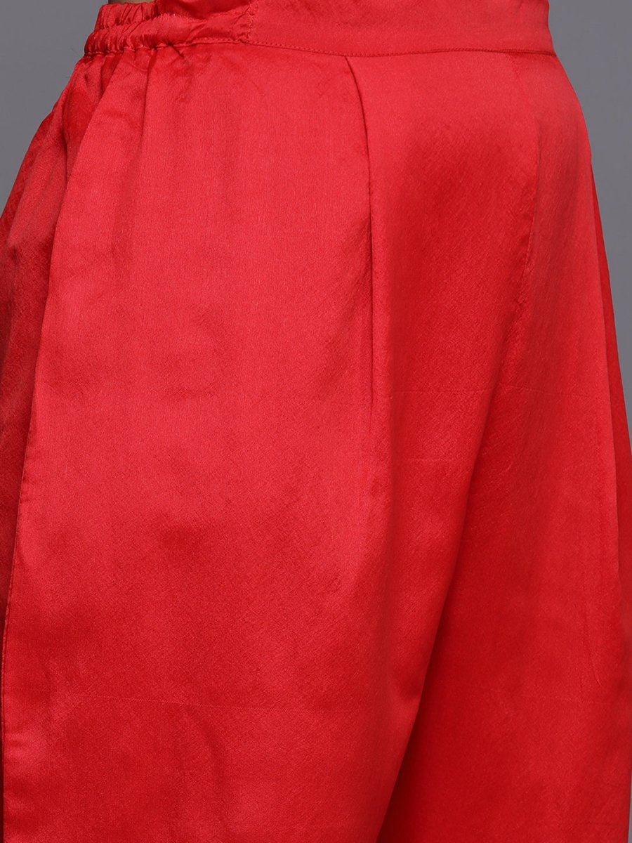 Ahalyaa Women Red Ethnic Motifs Kurta with Trousers