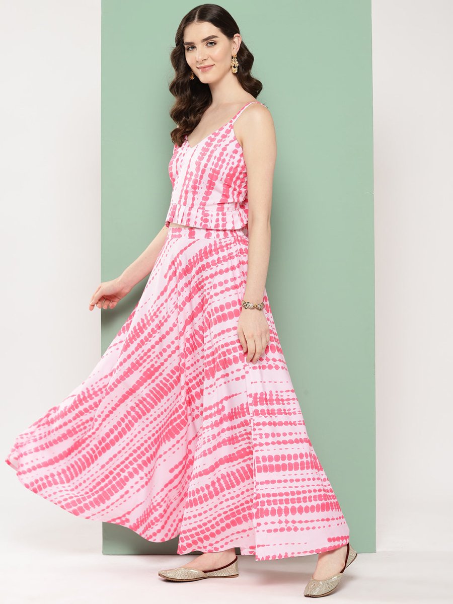 Ahalyaa Printed Ethnic Crop Top with Skirt
