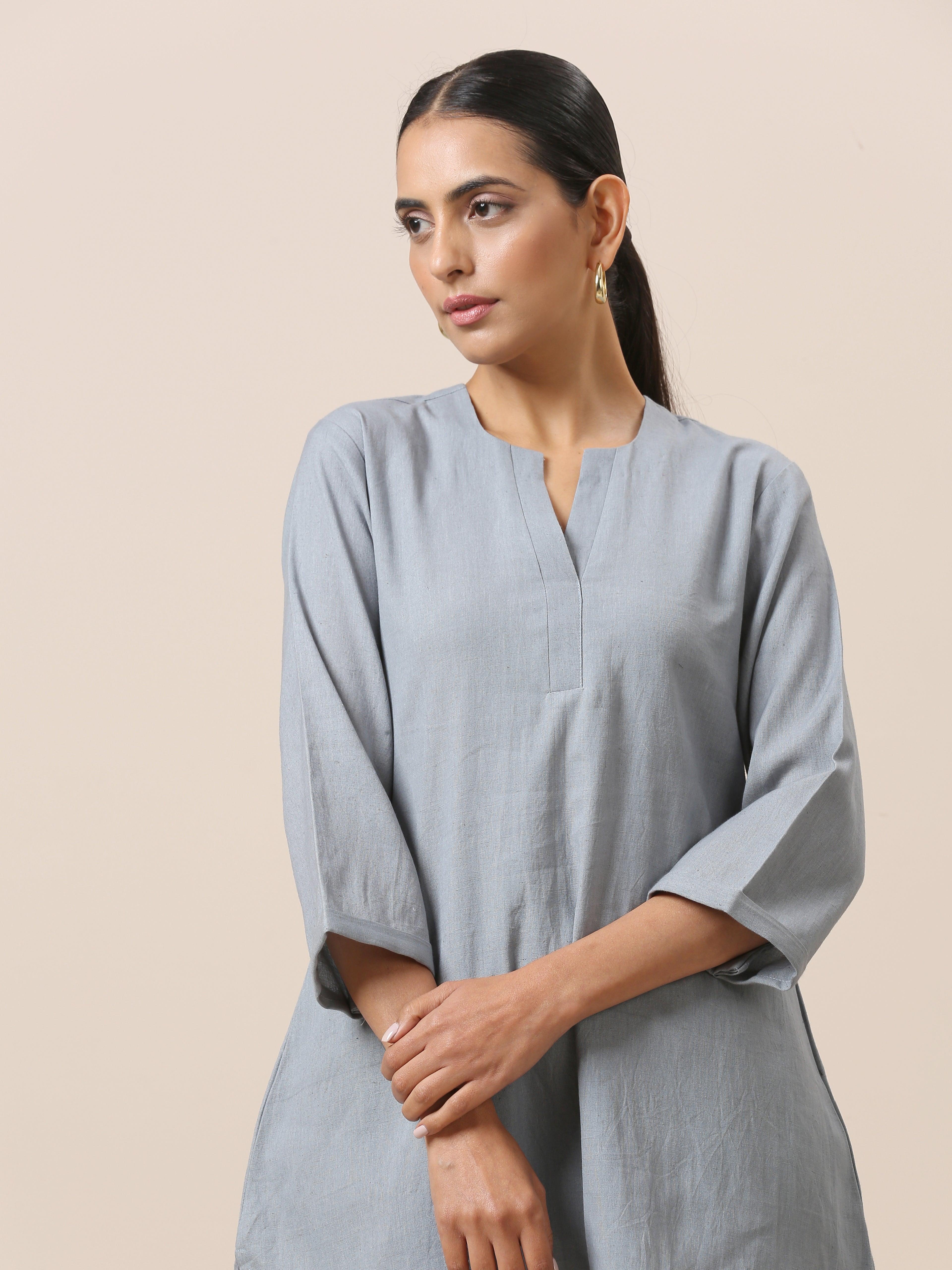 trueBrowns Cotton Steel Blue Short Co-Ord Set | Relove