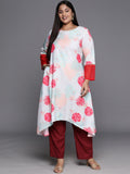 Ahalyaa Plus Size Floral Printed Floral Crepe Kurta