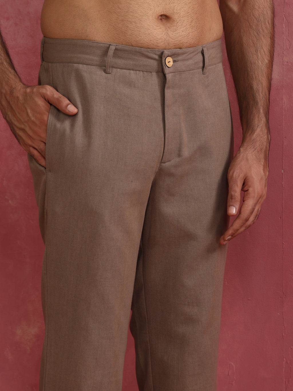 trueBrowns Men's Grey Cotton Twill Pants