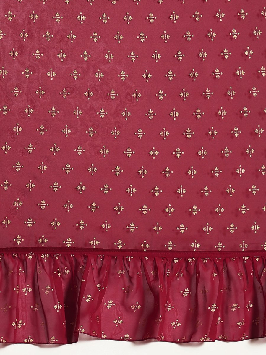 Ahalyaa Printed Ready To Wear Ruffles Saree