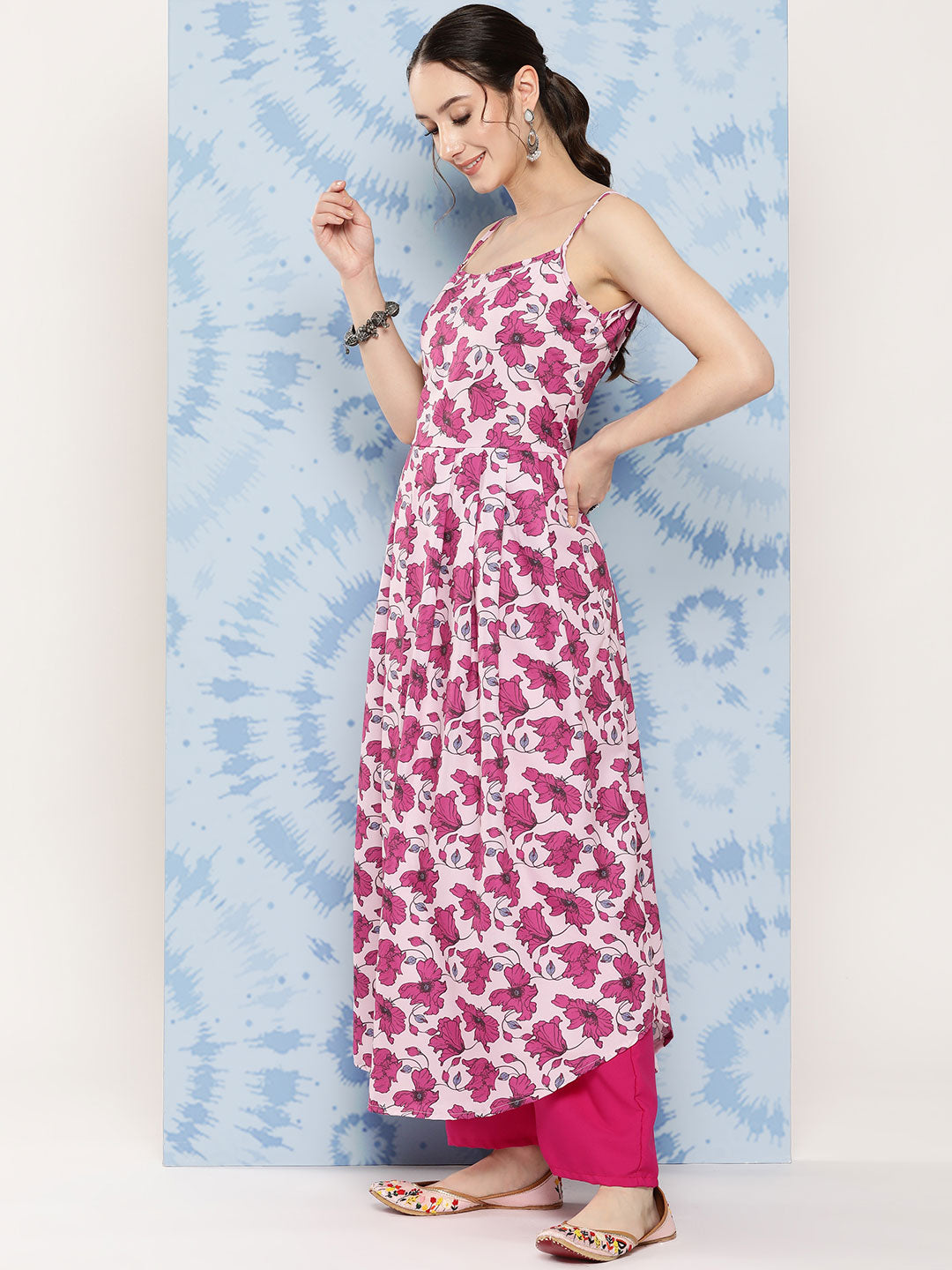 InWeave Women's Pink Fuchsia Japanese Art Strappy Set