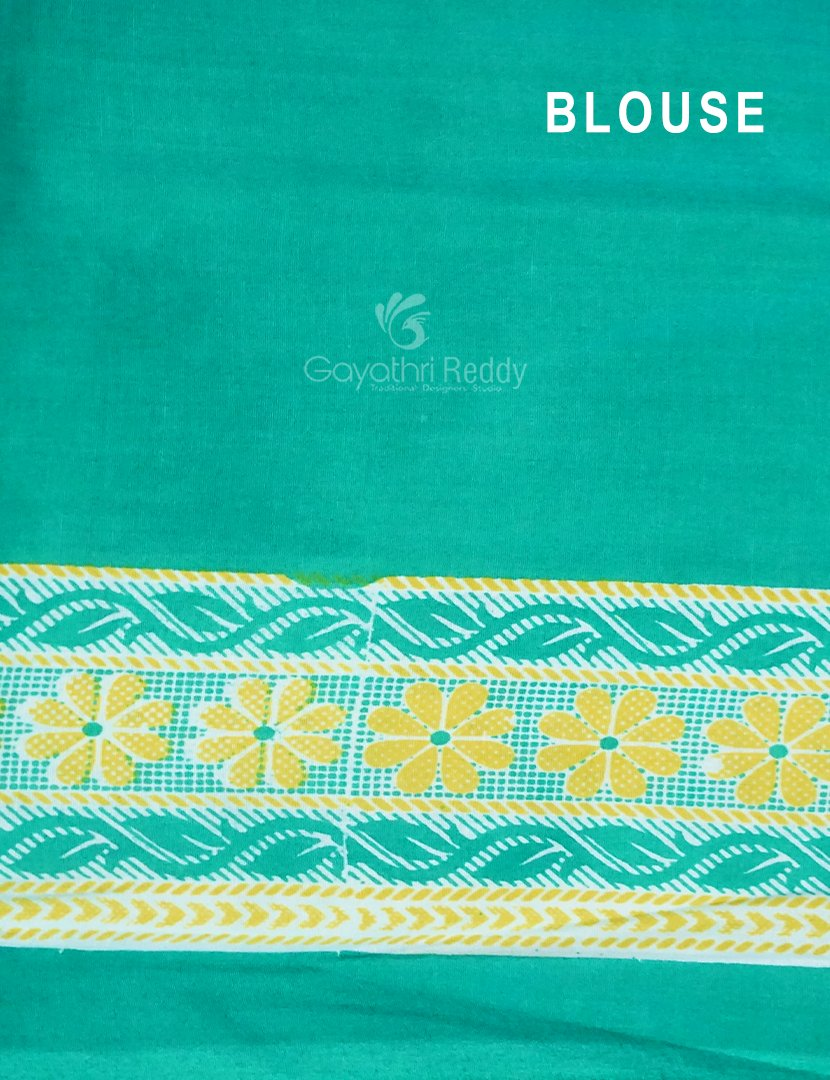 Magenta Pink And Mint Green Block Print Pure Kota Cotton Saree By Gayathri Reddy Designer Studio